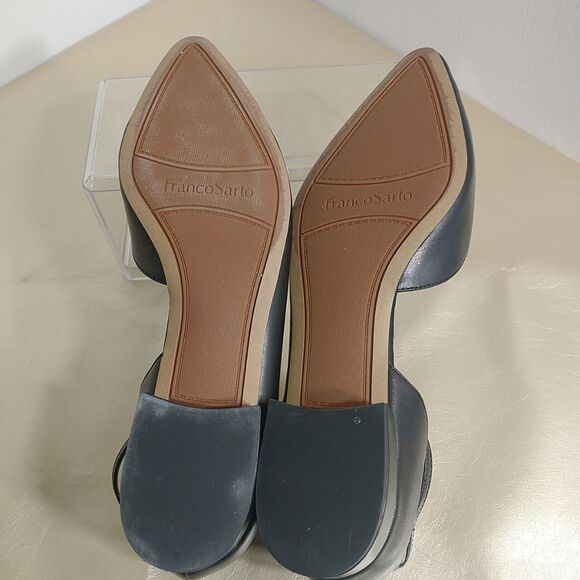 Franco Sarto Women's SZ 10M Slide Leather d'Orsay Flat Slide Shoes Black. - Picture 10 of 11